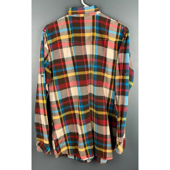 Matchstick Argus Flannel Men's L Multicolor Plaid Longsleeve Button Up - Picture 2 of 7
